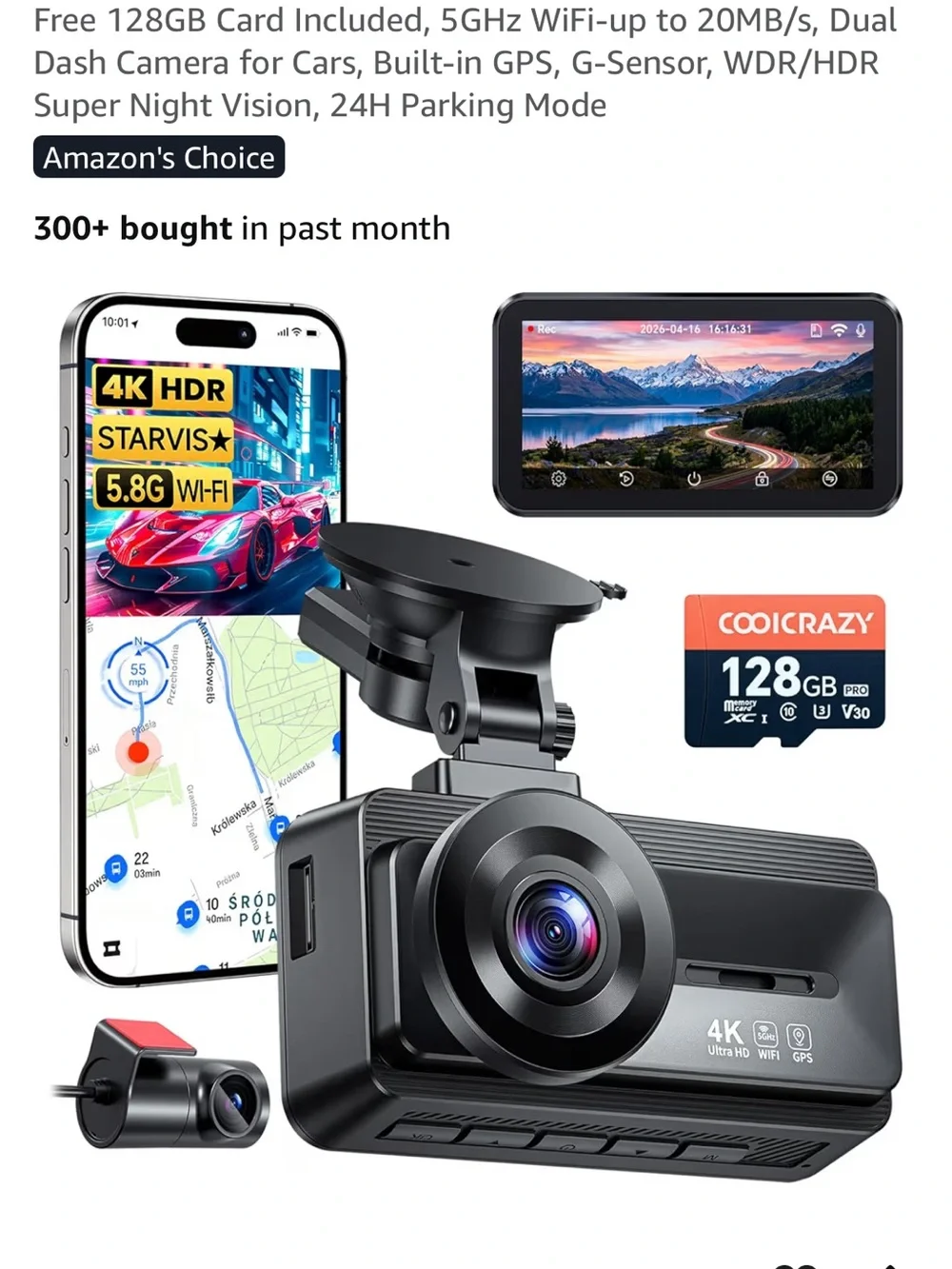 Brand new coolcrazy 4K Dash Cam Dual Lens Car recorder